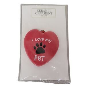 I‎ Love My Pet Christmas Ornament Red Heart Holiday Decor Tree Decoration NEW